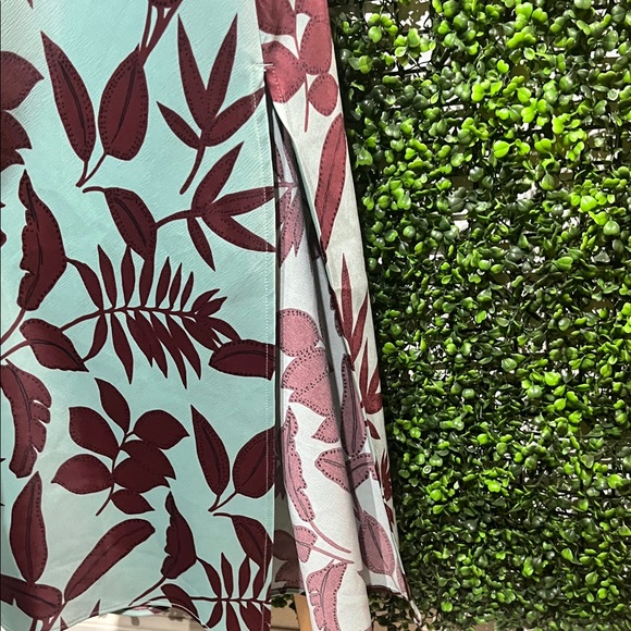 Anthropologie Teal and Burgundy Floral Midi Square Neck Slip Dress size Medium - Picture 6 of 9